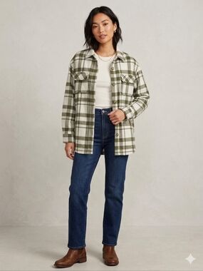 Olive Green Plaid Shacket